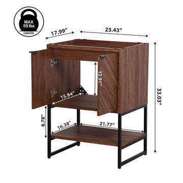 Juhl Chevron-Front Modern Minimalist 2-Shelf Bath Vanity Cabinet Only (Sink Basin Not Included) - JONATHAN Y